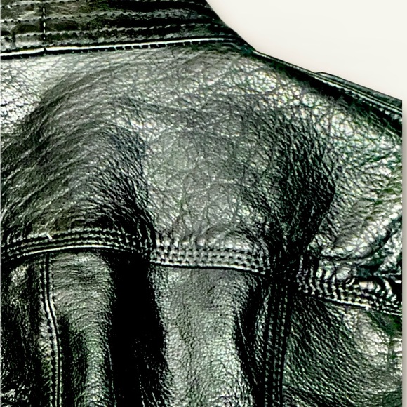 Superdry Black Leather Jacket with Textured Finish - Picture 9 of 9